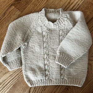 Vintage Handknit Cable Baby Sweater